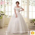 Elegant off-shoulder lace appliques cheap ball gown plus size wedding dress